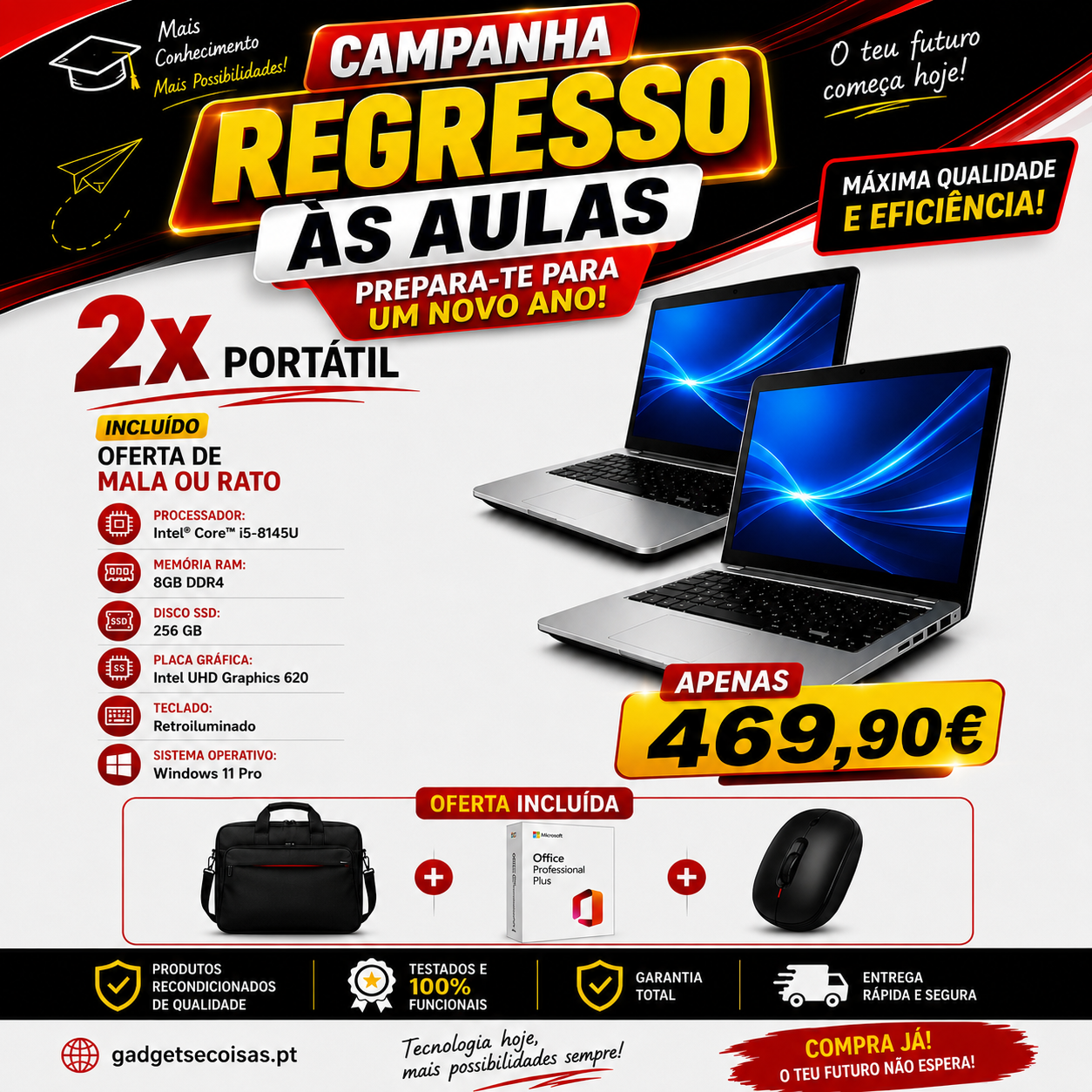 Super Kit 2 x HP ProBook 430 G6 i5-8265U + MALA ou RATO