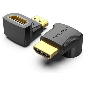 Adaptador HDMI 90 graus Vention AIOB0 em duas posições, com a entrada fêmea e a ficha macho dourada
