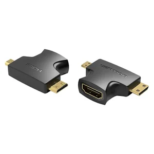 Adaptador Vention AGFB0 2 em 1 em duas posições, com fichas Mini HDMI e Micro HDMI e entrada HDMI fêmea