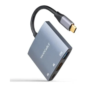 Adaptador USB-C Multiportas Nanocable HDMI 4K, USB 3.0 e PD 60W