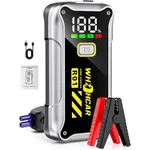 Arrancador de bateria WHZOHCAR R01 com ecrã de carga, pinças e cabo USB-C