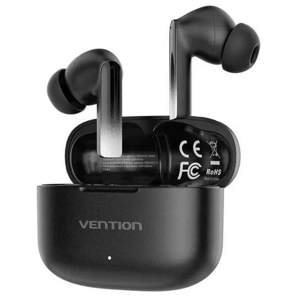 Auricular Bluetooth Vention ELF E04 com Estojo de Carregamento - Preto