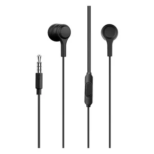 Auriculares com fio C5146 pretos com microfone e ficha jack