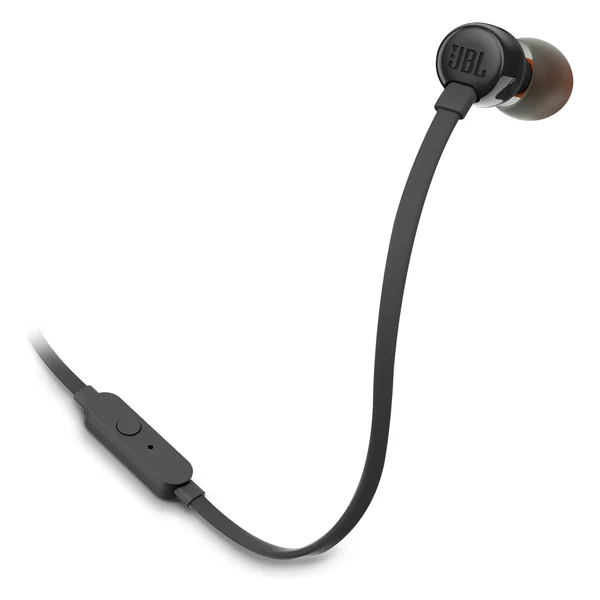 Auriculares JBL Tune 110 pretos com cabo plano e comando