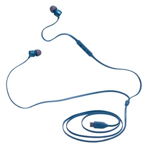 JBL Tune 310C azuis com o cabo plano estendido
