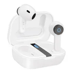 Auriculares Bluetooth TooQ Bender brancos no estojo de carregamento aberto