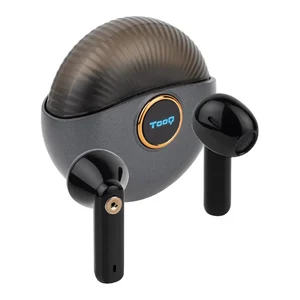 Auriculares Bluetooth TooQ Snail pretos e estojo de carregamento cinzento em forma de caracol