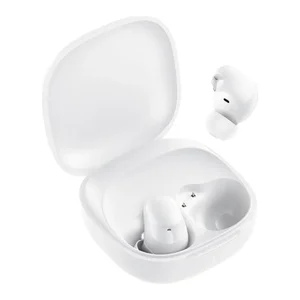 Estojo aberto dos Redmi Buds 6 Play brancos, com os auriculares lá dentro