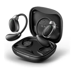 Auscultadores open ear Vention OpenBeat O13 pretos no estojo de carregamento aberto