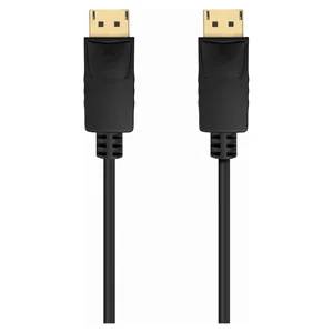 As duas fichas DisplayPort do cabo Aisens A124-0739, pretas com contactos dourados