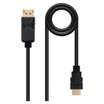 Cabo Nanocable 10.15.4301 com a ficha DisplayPort e o cabo enrolado até à ficha HDMI