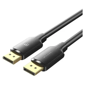 Cabo DisplayPort Vention HAKB preto com as duas fichas douradas lado a lado