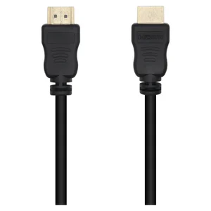 Cabo HDMI Aisens A119 com as duas fichas HDMI pretas e douradas viradas para cima