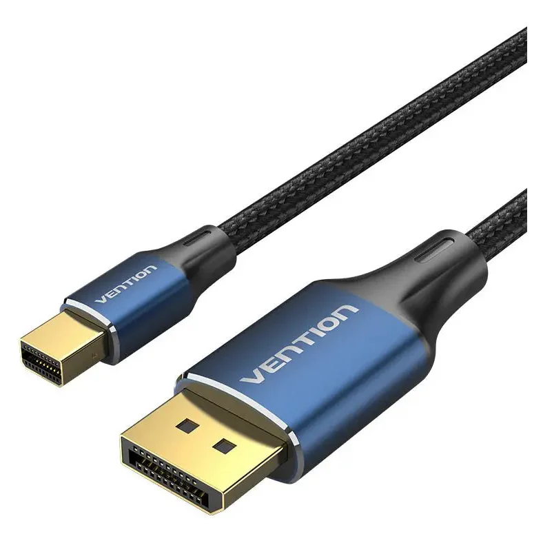 Cabo Vention HCFLH entrançado, com ficha Mini DisplayPort e ficha DisplayPort em alumínio azul