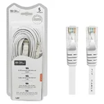 Cabo de rede RJ45 plano SGL de 5 m no blister, ao lado das duas fichas brancas