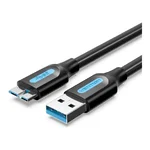 Cabo USB 3.0 Vention COPBH, com a ficha USB-A azul e o conector Micro-B largo
