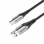Cabo USB-A para USB-C Vention CODHH entrançado cinzento, com fichas em alumínio