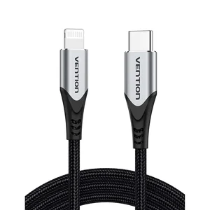 Cabo USB-C para Lightning Vention TACHH de 2 m, entrançado, com fichas em alumínio