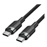 Cabo USB-C para USB-C Vention TRDBH preto entrançado, com fichas cinzentas