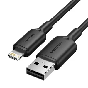 Cabo USB-A para Lightning Vention LAM preto de 1 m, com fichas USB-A e Lightning