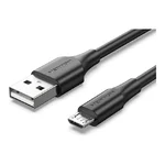 Cabo Vention CTI preto, com ficha USB-A numa ponta e Micro USB na outra