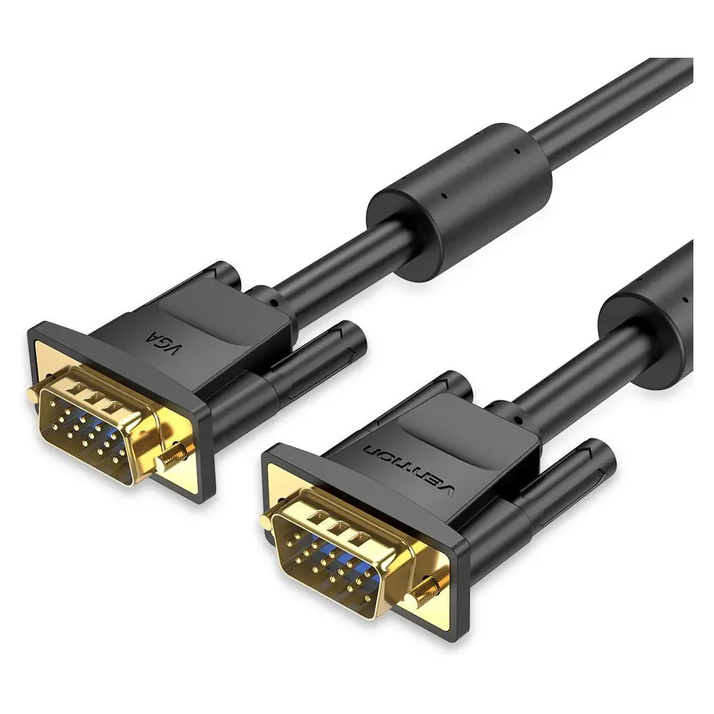 Cabo VGA Vention DAEBG com duas fichas D-Sub douradas e anéis de ferrite