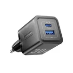 Carregador de parede GaN Vention 30W preto, USB-C e USB-A
