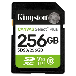 Cartão SD Kingston Canvas Select Plus de 256 GB visto de frente