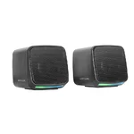 Colunas Mars Gaming MS-PRO em preto, vista frontal com luz RGB