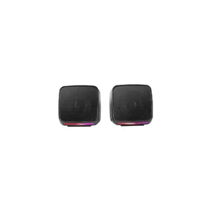 Colunas Mars Gaming MS-PRO em preto, friso de luz RGB em tons rosa e roxo