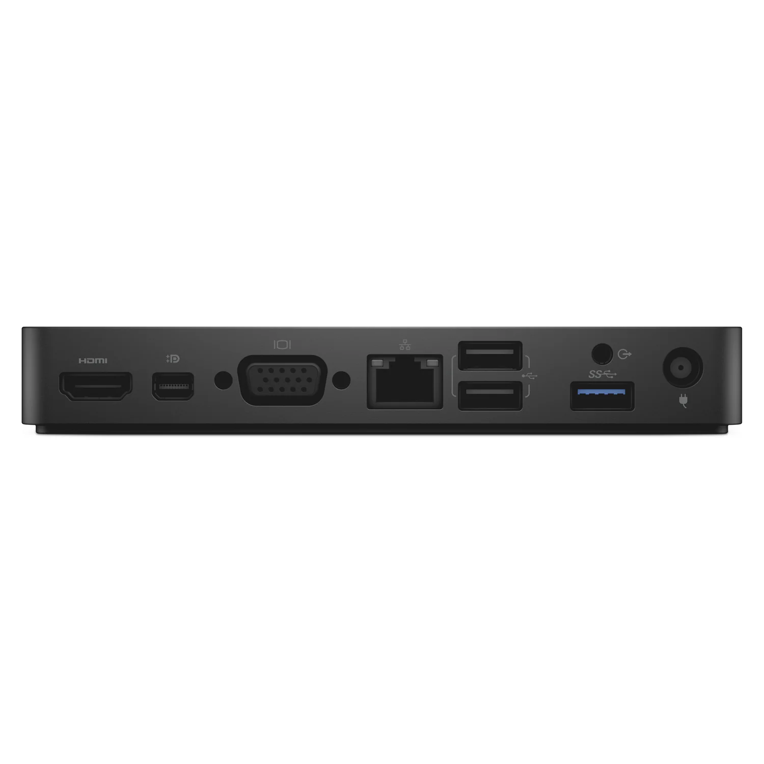 Docking station Dell WD15, traseira com HDMI, Mini DisplayPort, VGA e RJ45
