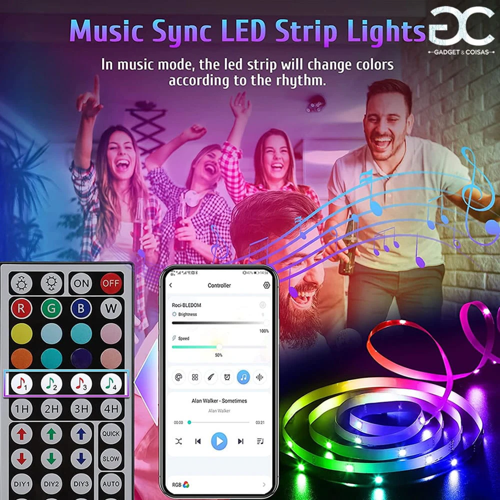 Fita LED RGB 15m App RociLife Bluetooth e Música, imagem 2