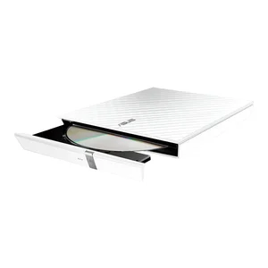 Gravador externo de CD/DVD Asus SDRW-08D2S-U Lite branco com a gaveta aberta