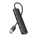 Hub Vention CHOBB preto com quatro portas USB-A cor de laranja e cabo curto com ficha USB-A