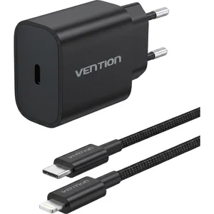 Kit Vention G17B0-EU preto com carregador de 20 W e cabo USB-C para Lightning
