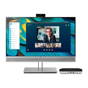 Kit HP EliteDesk 800 G4 Mini com monitor HP EliteDisplay E243m de 23,8 polegadas com câmara