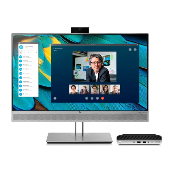 Kit HP EliteDesk 800 G4 Mini com monitor HP EliteDisplay E243m de 23,8 polegadas com câmara