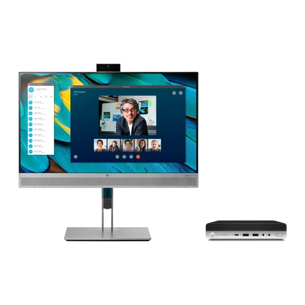 Kit computador HP EliteDesk 800 G4 Mini com monitor HP E243m de 24 polegadas