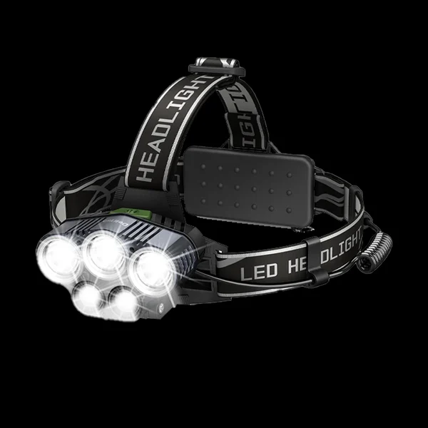 Lanterna de cabeça Leovin LE-075 com cinco LED e banda elástica