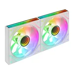 Kit de duas ventoinhas Mars Gaming MF-3DPROX2R ARGB de 120 mm, na cor branca, com iluminação RGB ativa.