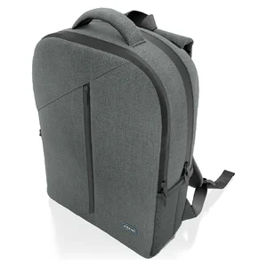 Mochila Aisens ASBG-BP084-GR vista de lado, com o fecho vertical do bolso frontal