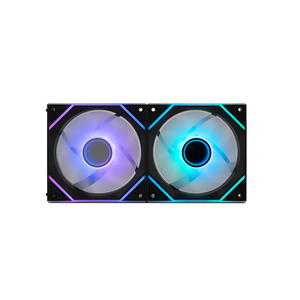 Duas ventoinhas Nox Hummer Pro Link ARGB ligadas lado a lado, vista frontal