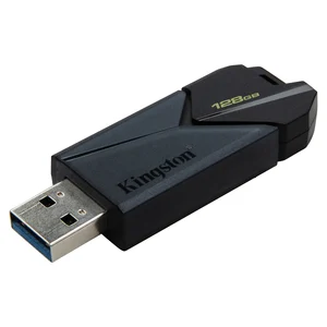 Kingston Exodia Onyx 128 GB em ângulo, caixa preta mate com argola