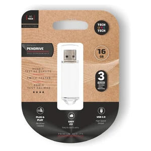 Pen drive Tech One Tech Basic de 16 GB branca, na embalagem