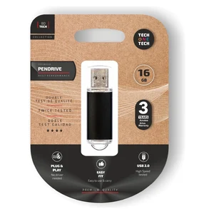 Pen drive Tech One Tech Basic de 16 GB preta, na embalagem