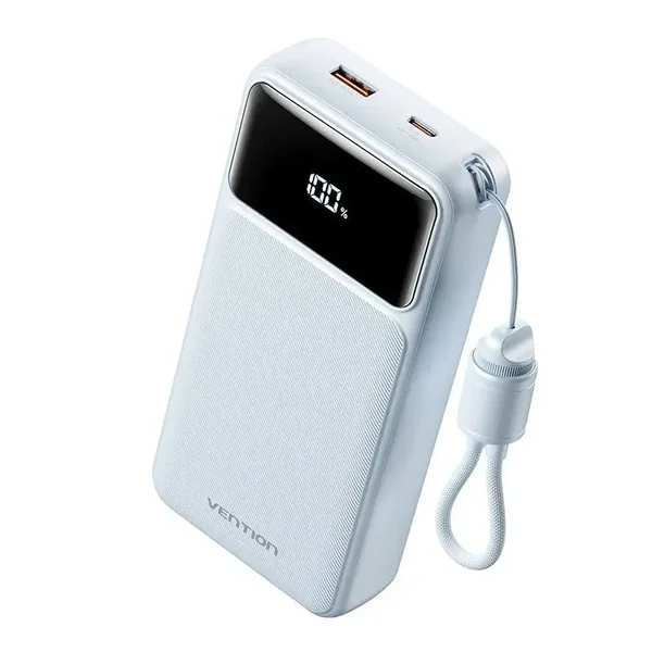 Power bank Vention 20000mAh azul com ecrã LED e cabo USB-C em alça