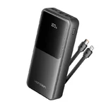 Power bank Vention 20000mAh preta com cabos USB-C e Lightning integrados