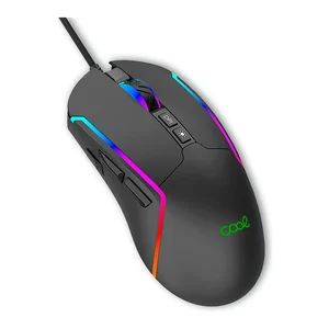 Rato gaming com fio COOL Strip preto com as tiras de luz RGB acesas