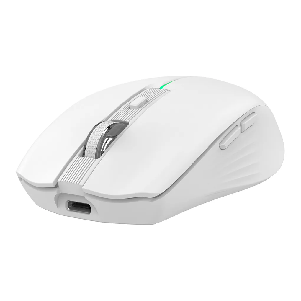 Rato branco da CoolBox, modelo W01, com a porta de carregamento USB-C