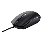 Rato com fio Trust TM-101 preto com o cabo USB-A, vista em perspetiva